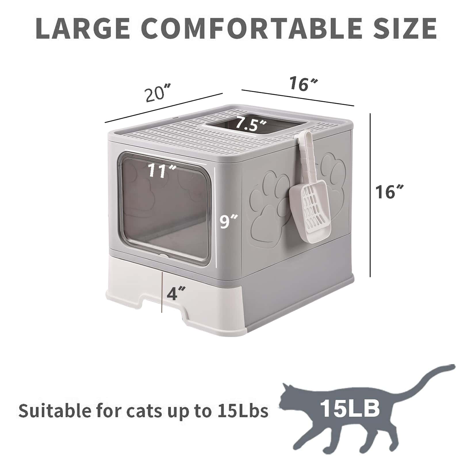 Caja de arena para gatos grande plegable de entrada - Imagen 4