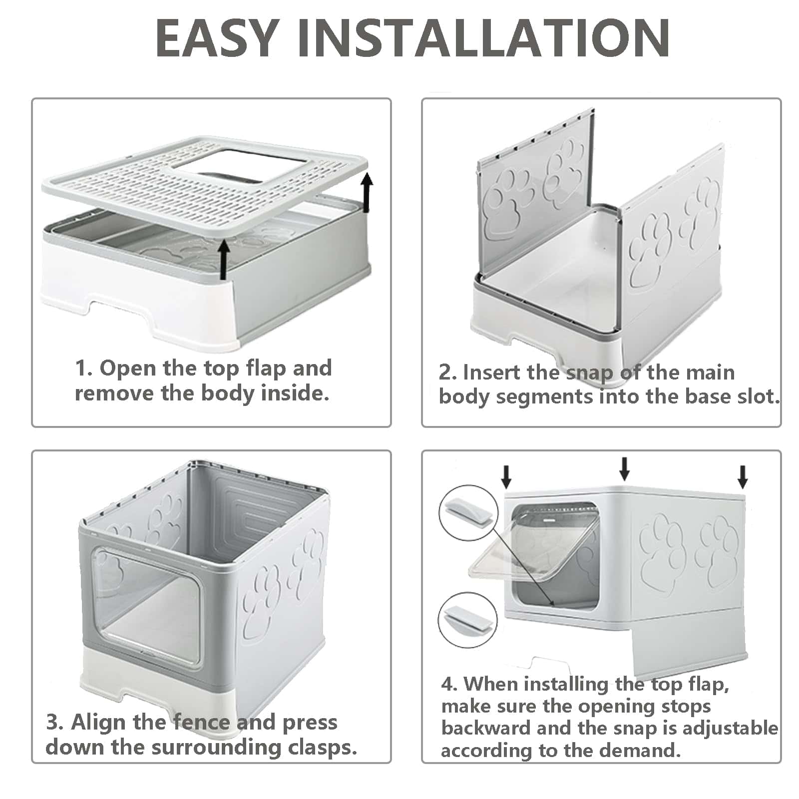 Caja de arena para gatos grande plegable de entrada - Imagen 6