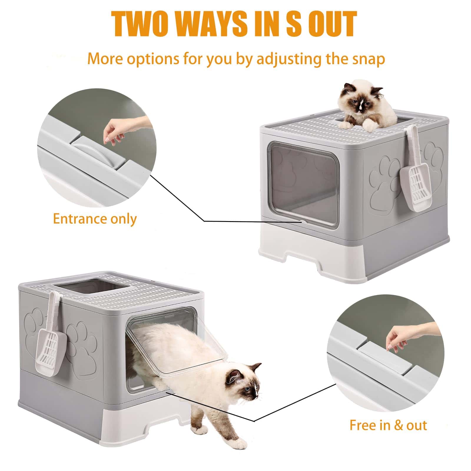 Caja de arena para gatos grande plegable de entrada - Imagen 3