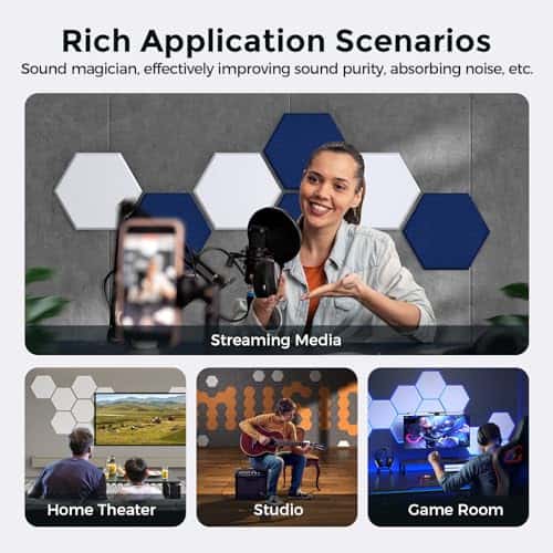 Paneles Acústicos Autoadhesivos Dexmoko [390 -Blanco y Azul - Imagen 7