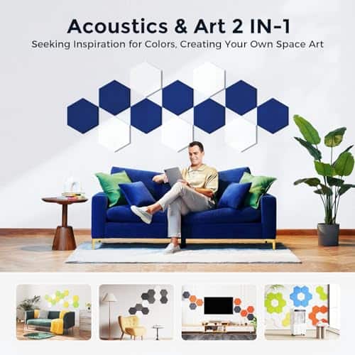 Paneles Acústicos Autoadhesivos Dexmoko [390 -Blanco y Azul - Imagen 6