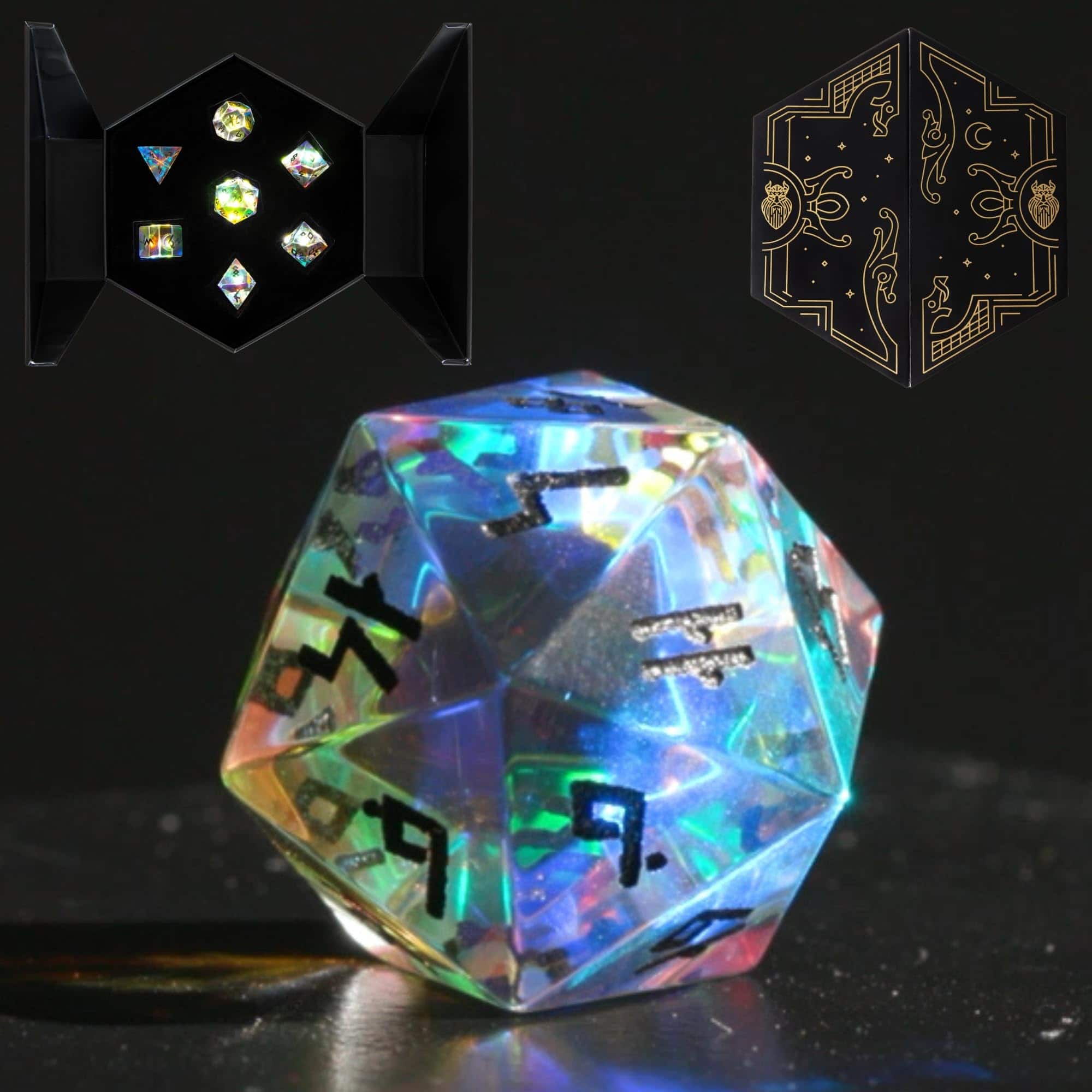 Set de Dados de Vidrio Prismático HEIMDALLR con Primera