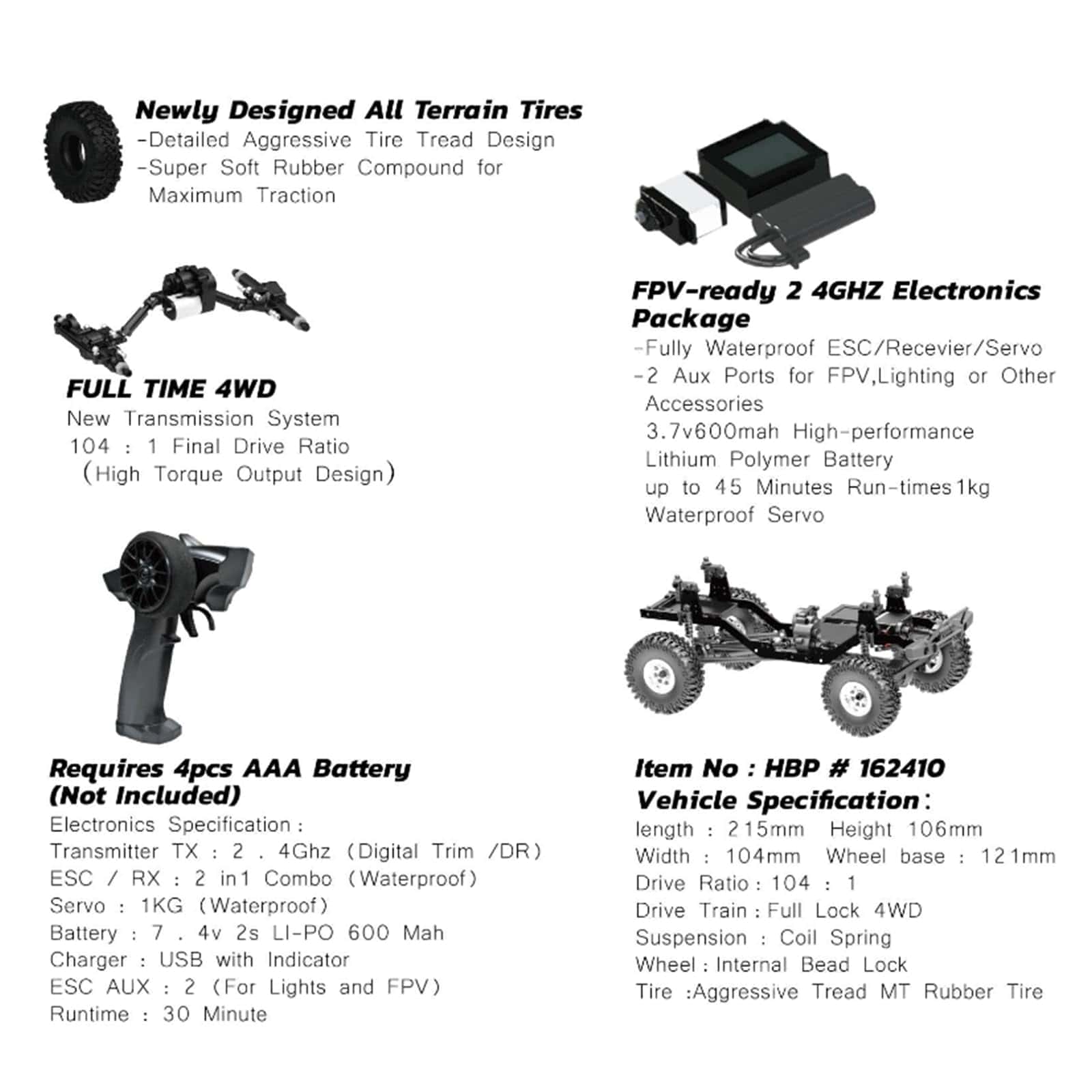 FairRC Mods Hobby Plus 1/24 RC Crawler HB CR24 1:24 Micro - Imagen 9