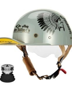 Casco de béisbol Qudas para motocicleta tipo casco medio,