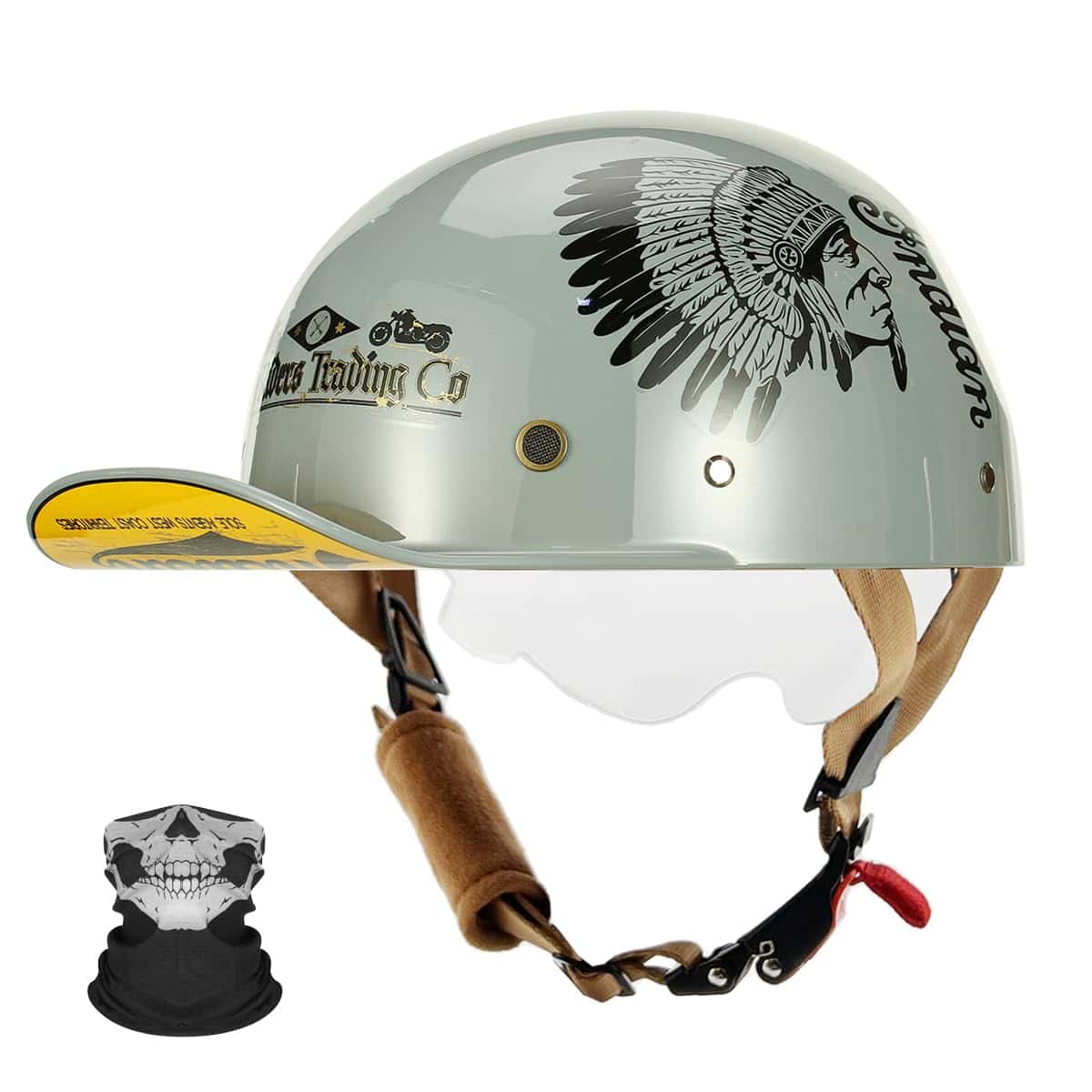Casco de béisbol Qudas para motocicleta tipo casco medio,