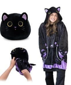 Manta con Capucha a Cuadros, Cosmo el Gato, 2 en 1 Manta