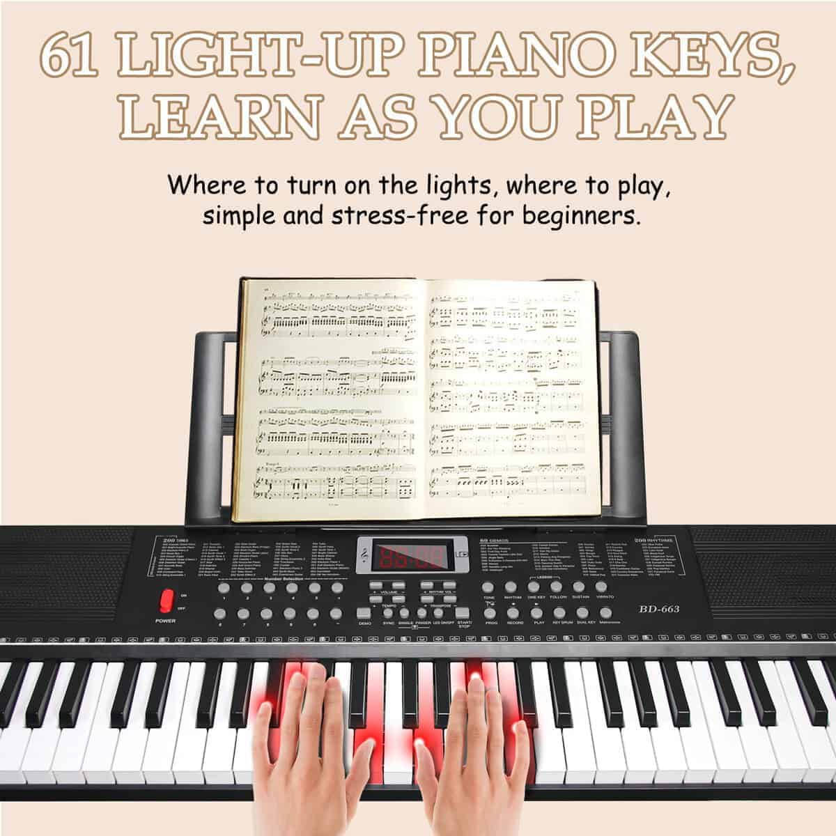 Piano Teclado 61 Teclas Piano Eléctrico para - Imagen 4