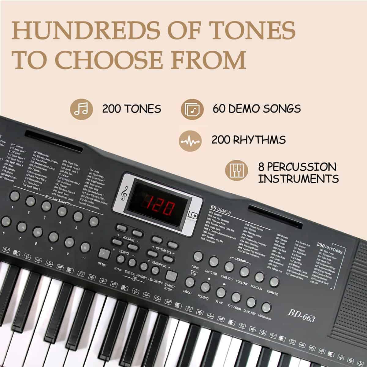 Piano Teclado 61 Teclas Piano Eléctrico para - Imagen 5