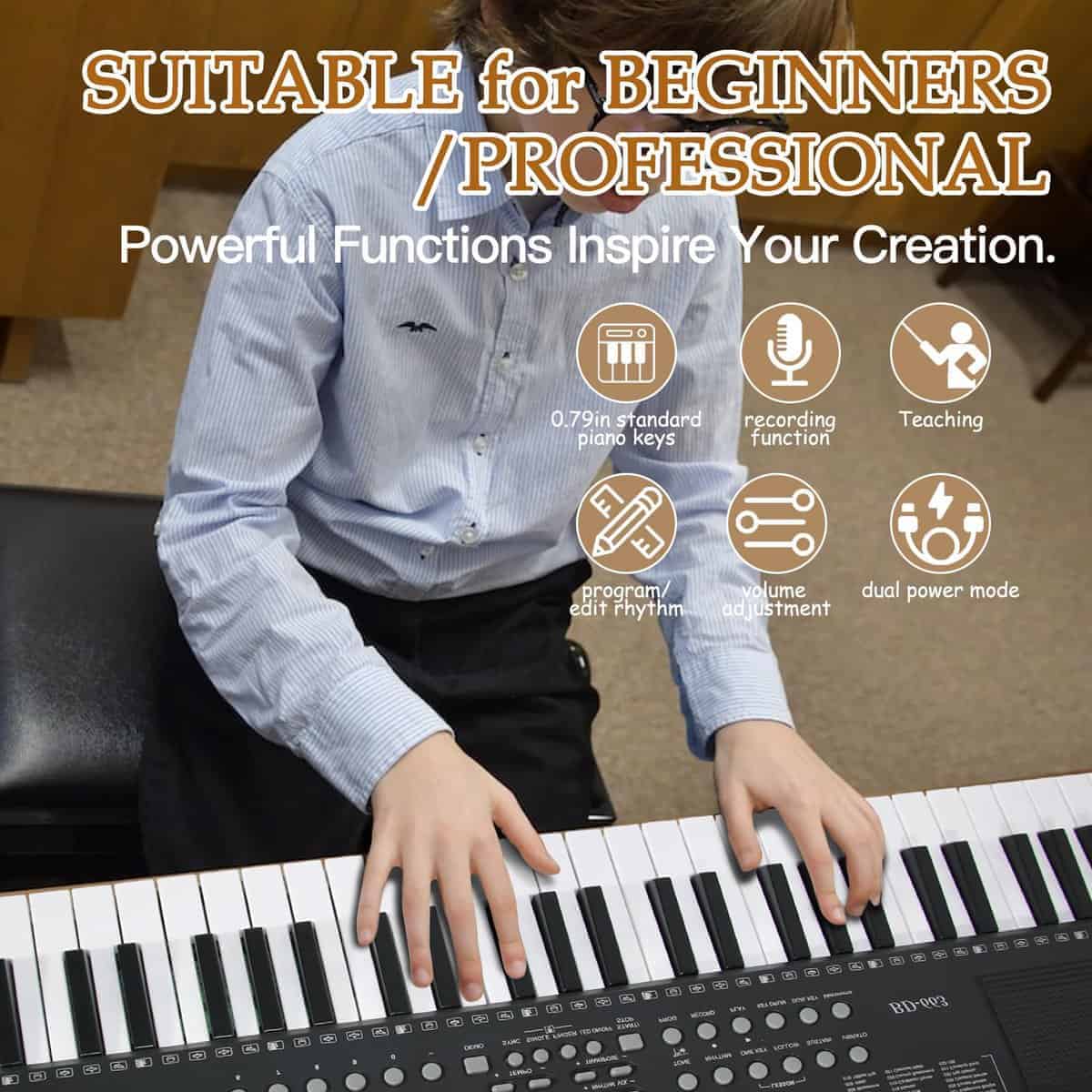 Piano Teclado 61 Teclas Piano Eléctrico para - Imagen 6