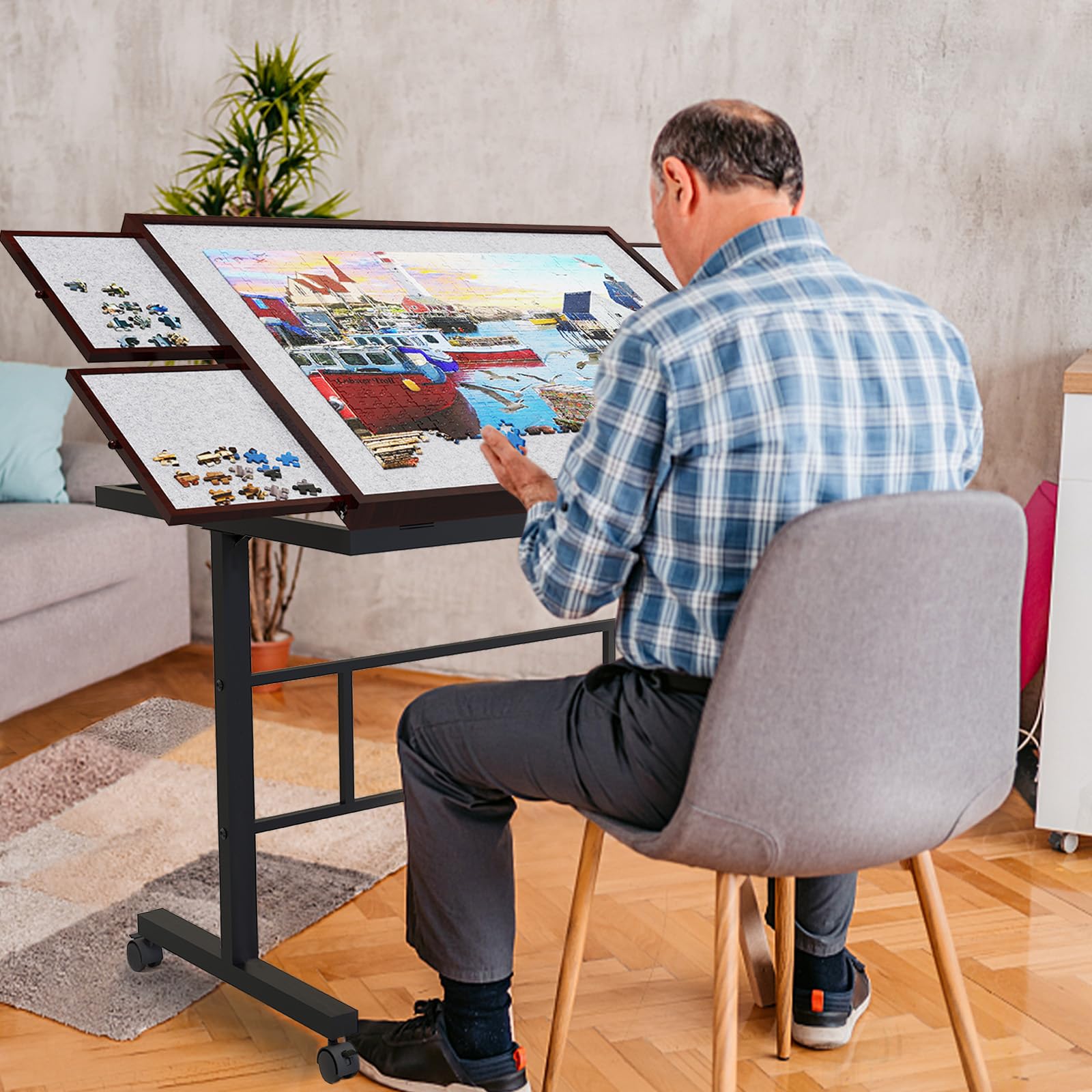 Mesa de Rompecabezas 1500 piezas, Mesa de -Gris - Imagen 6