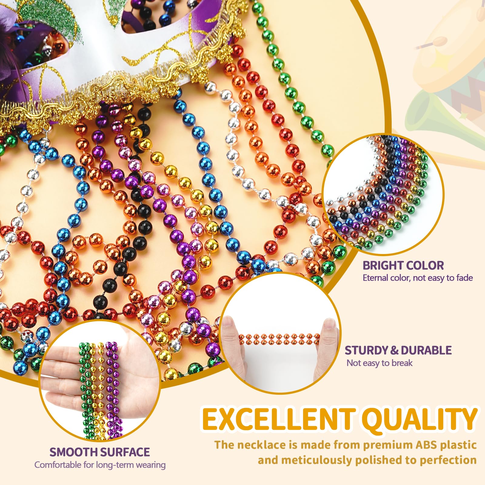 288PCS Collares de Mardi Gras, 12 Colores Collares de Mardi - Imagen 4
