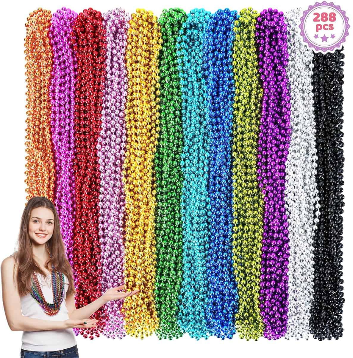288PCS Collares de Mardi Gras, 12 Colores Collares de Mardi