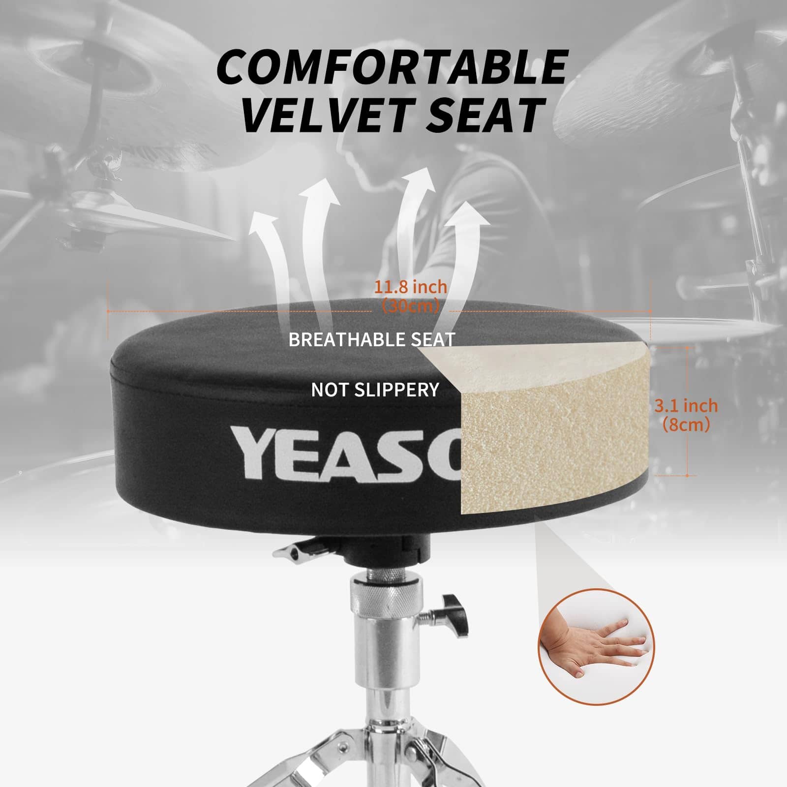 Banqueta de Batería YEASOUL Asiento de Batería Acolchado - Imagen 4