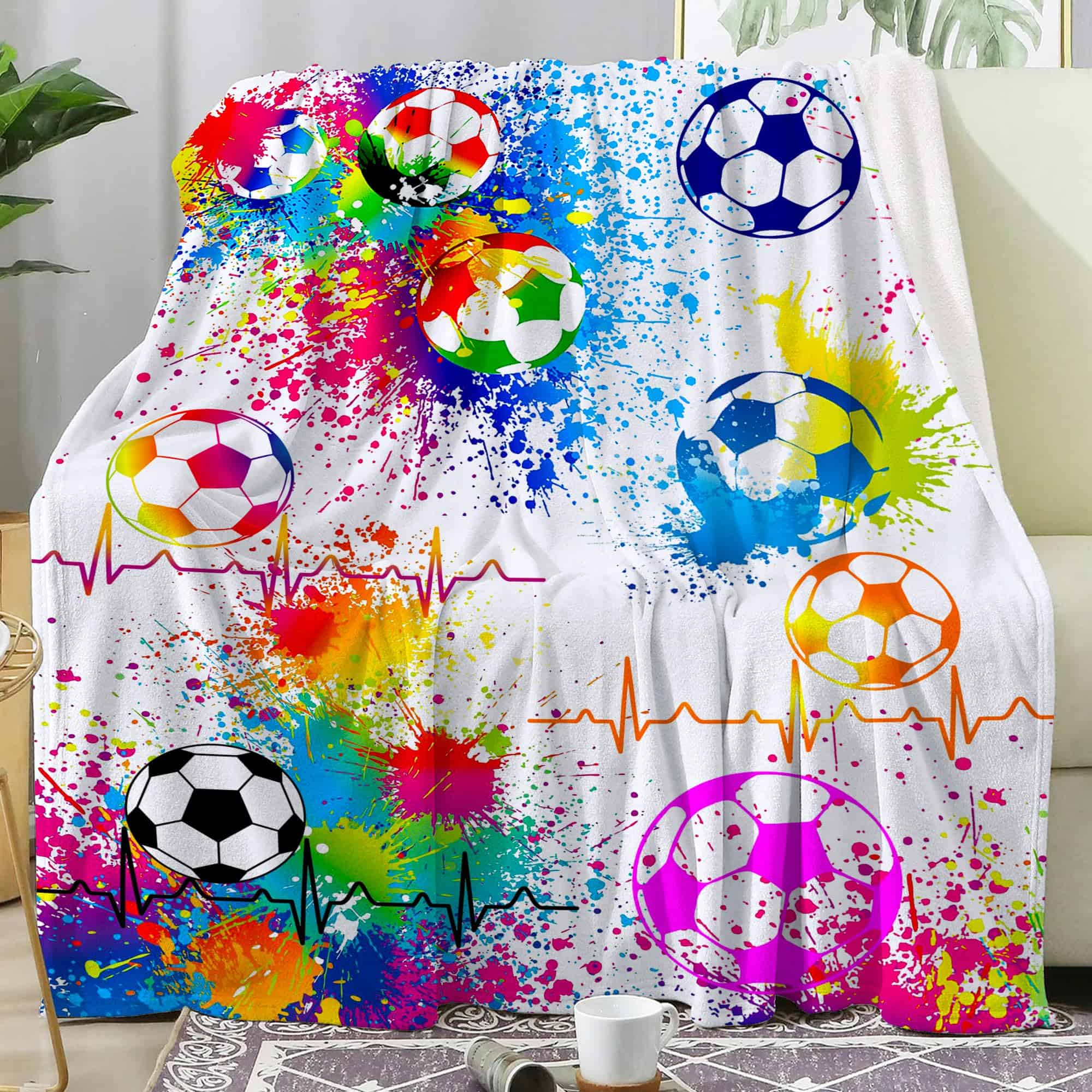 Manta de Fútbol Regalos para Niñas Ultra Suave Manta de - Imagen 3