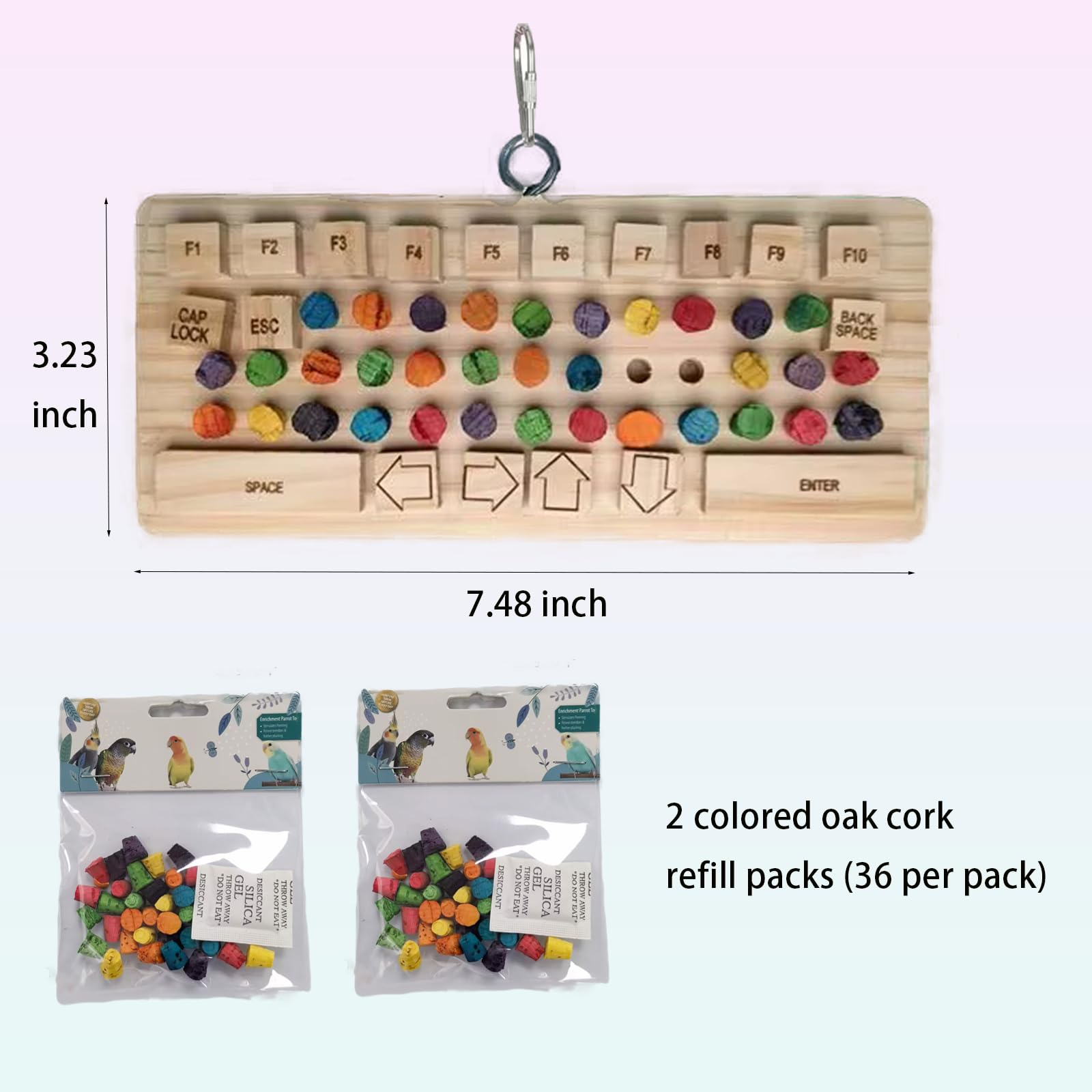 Juguete para pájaros masticable de teclado de madera, - Imagen 3