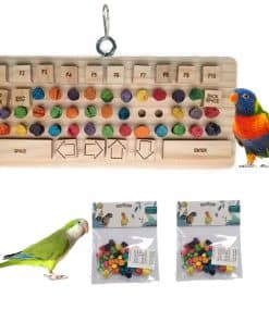 Juguete para pájaros masticable de teclado de madera,