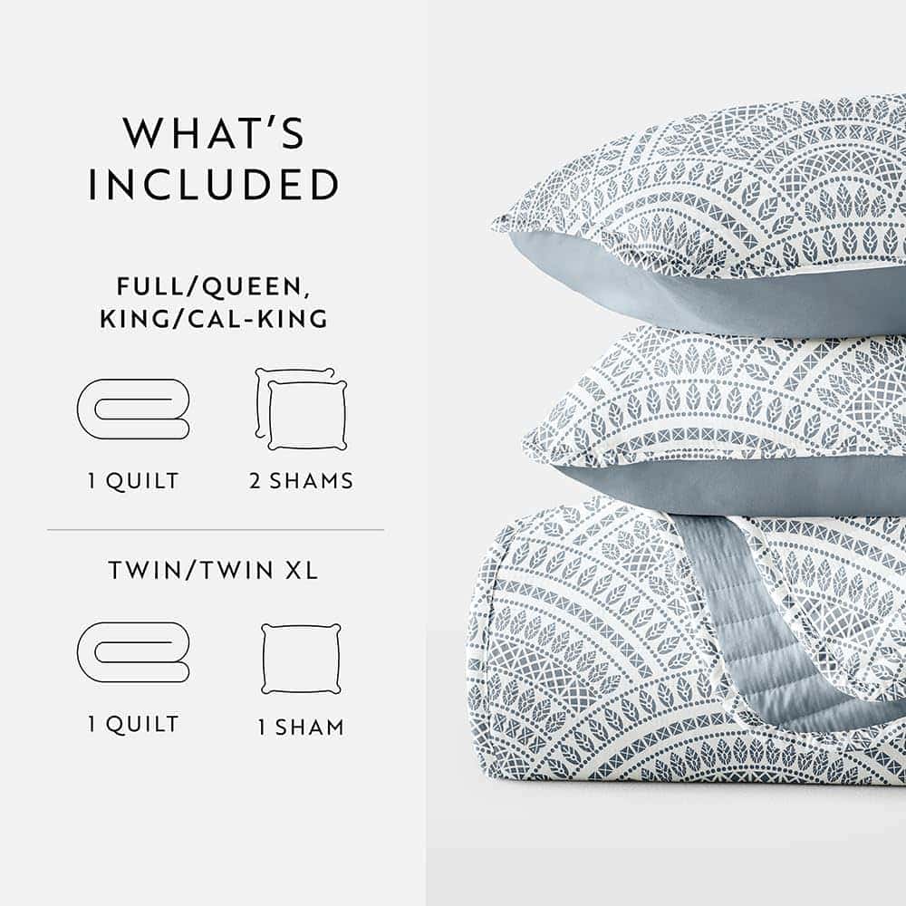 Colchas King con Diseño Geométrico Azul Oscuro Escalonado - Imagen 3