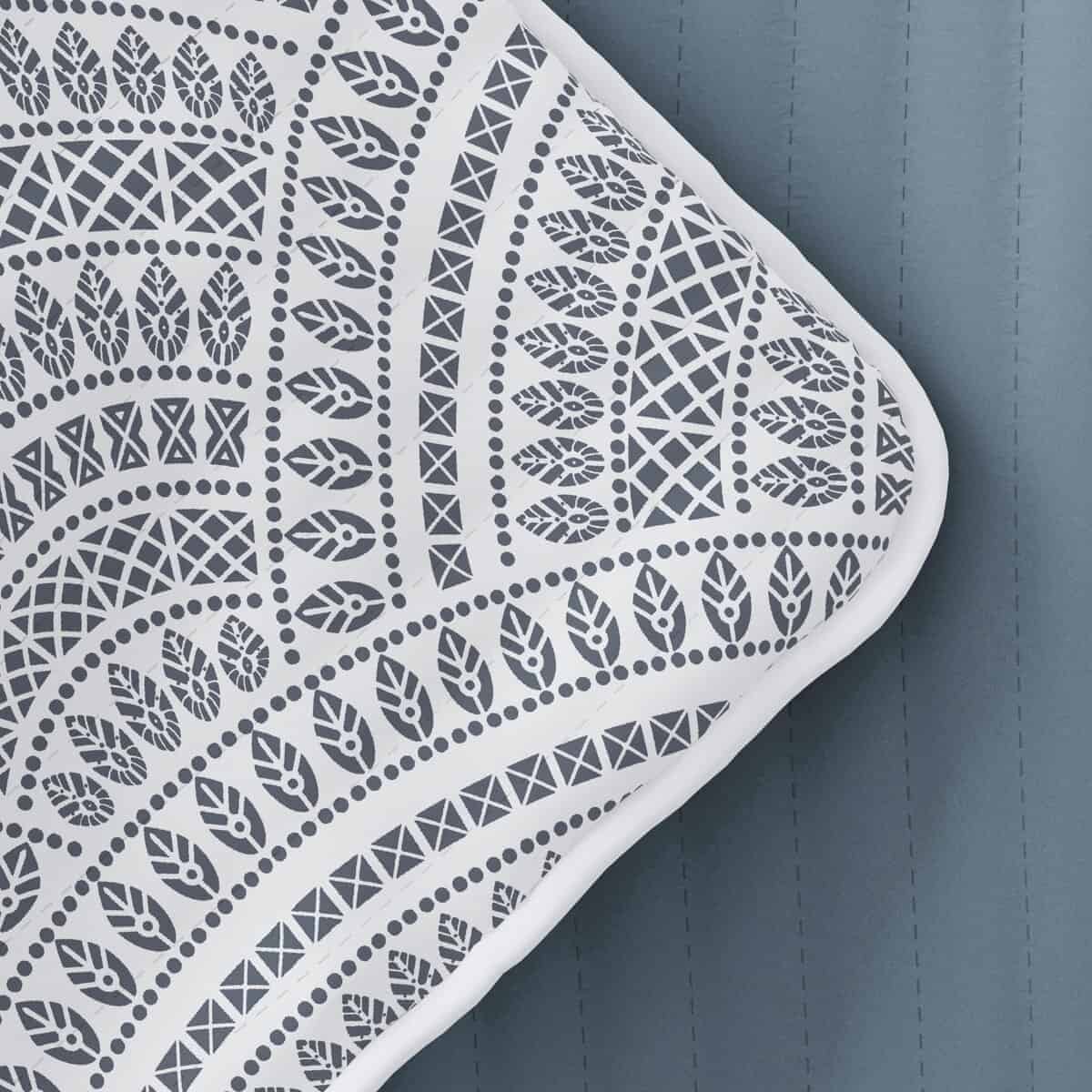 Colchas King con Diseño Geométrico Azul Oscuro Escalonado - Imagen 9