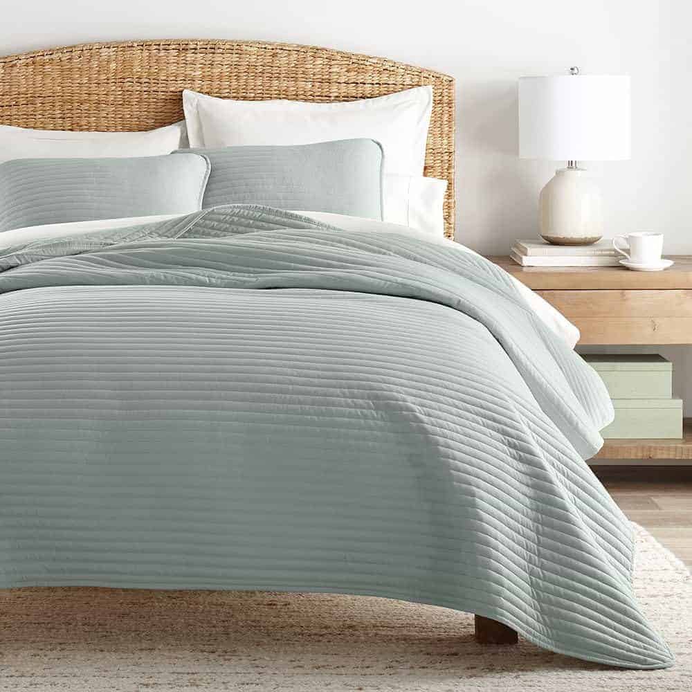 Colcha de Lino Queen con Rayas Stitch Eucalipto - Imagen 7