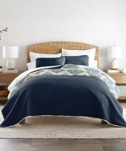Colcha King Diamond Navy Linen Market