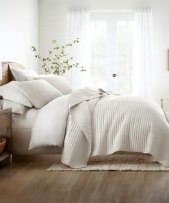 Colcha King de Lino Market con Rayas Stitch Natural