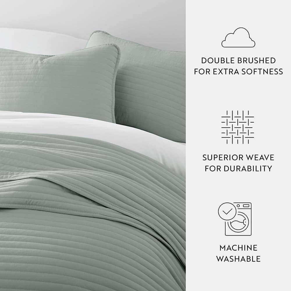 Edredón King Size de Rayas con Puntadas de Eucalipto - Imagen 5