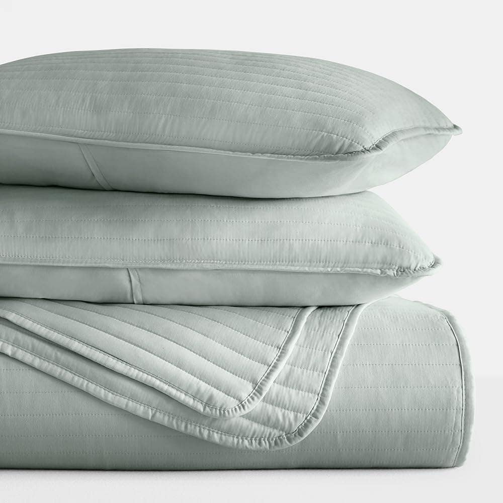 Edredón King Size de Rayas con Puntadas de Eucalipto - Imagen 6