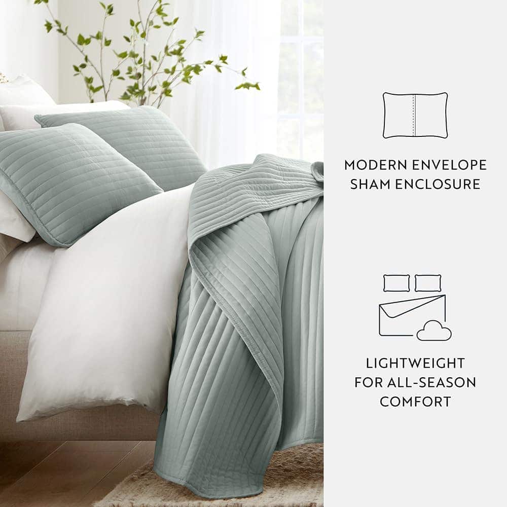 Edredón King Size de Rayas con Puntadas de Eucalipto - Imagen 4