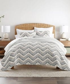 Edredón Twin Diamond Chevron Gris Claro