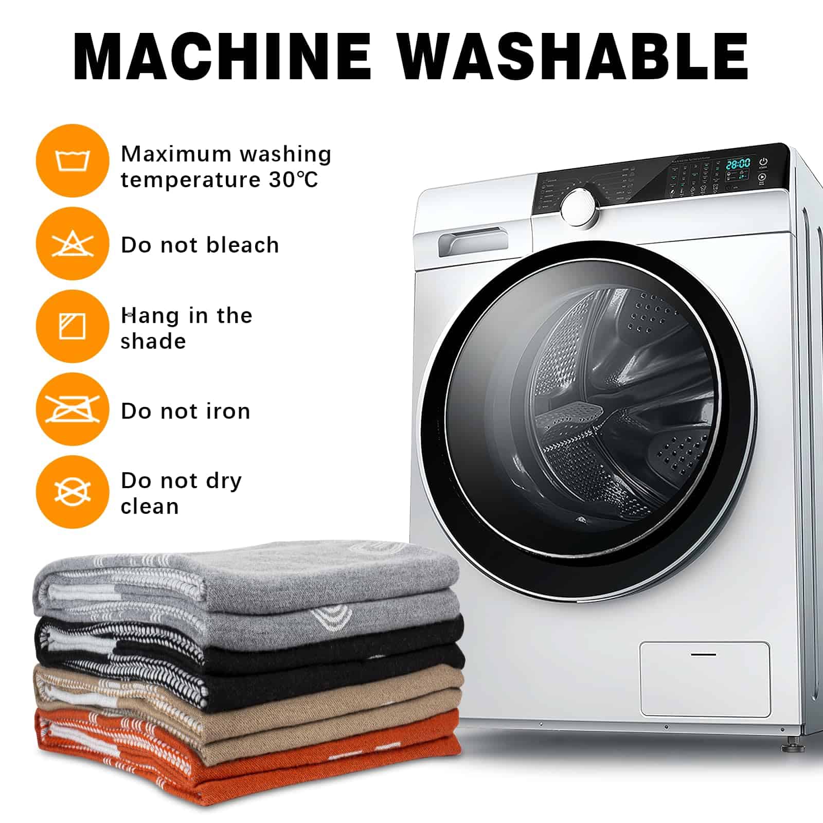 Manta de Lana Tejida GHUQ en Negro, Manta Súper Suave, - Imagen 8