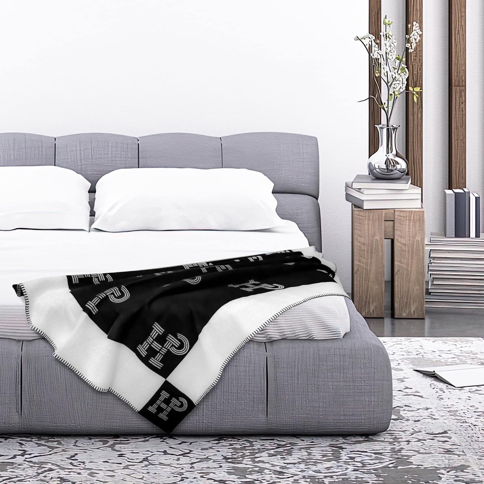 Manta de Lana Tejida GHUQ en Negro, Manta Súper Suave, - Imagen 6