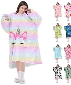 Manta con capucha de unicornio Sherpa extragrande, manta