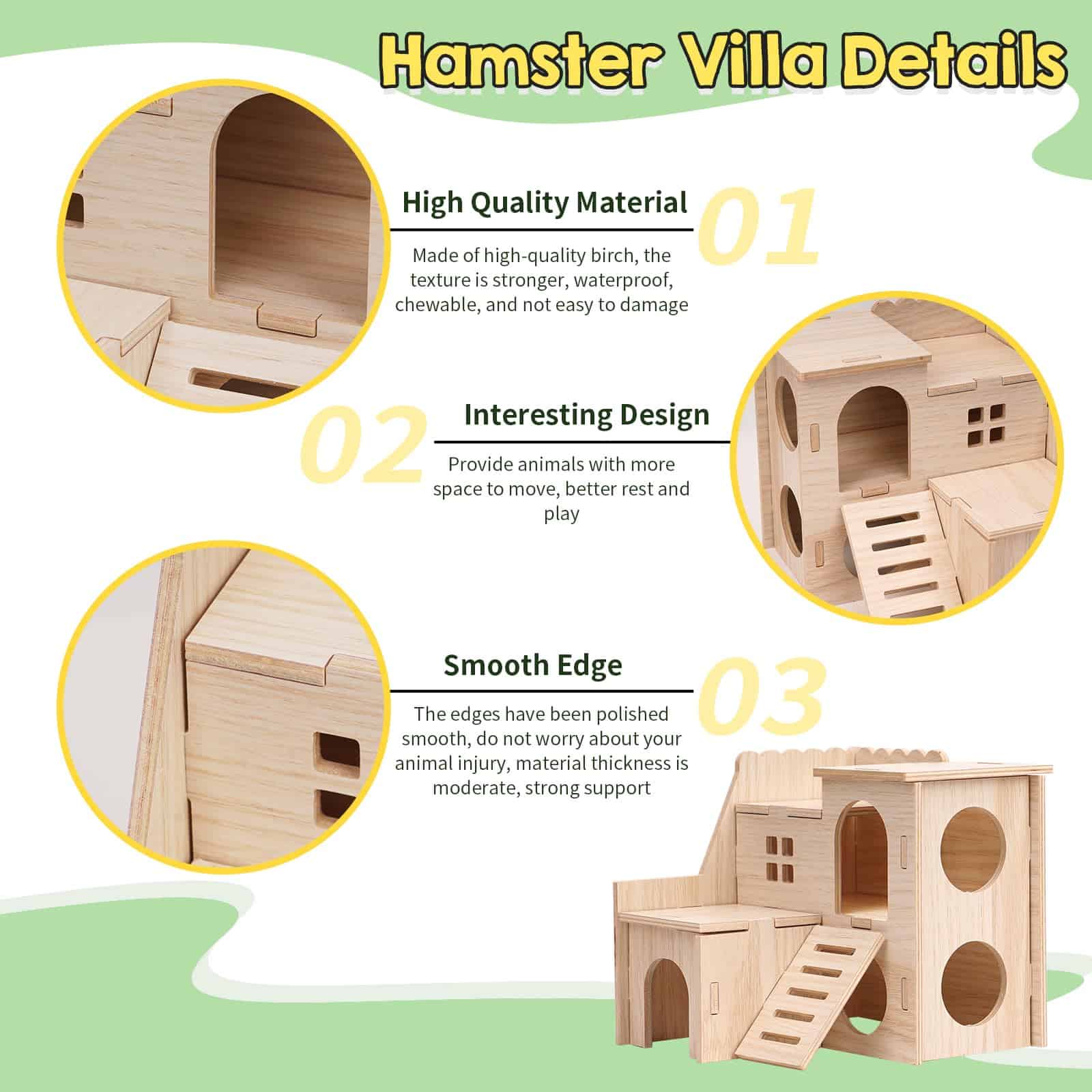 Casa de Madera para Hámster PAULOZYN, Casa y Escondite - Imagen 4