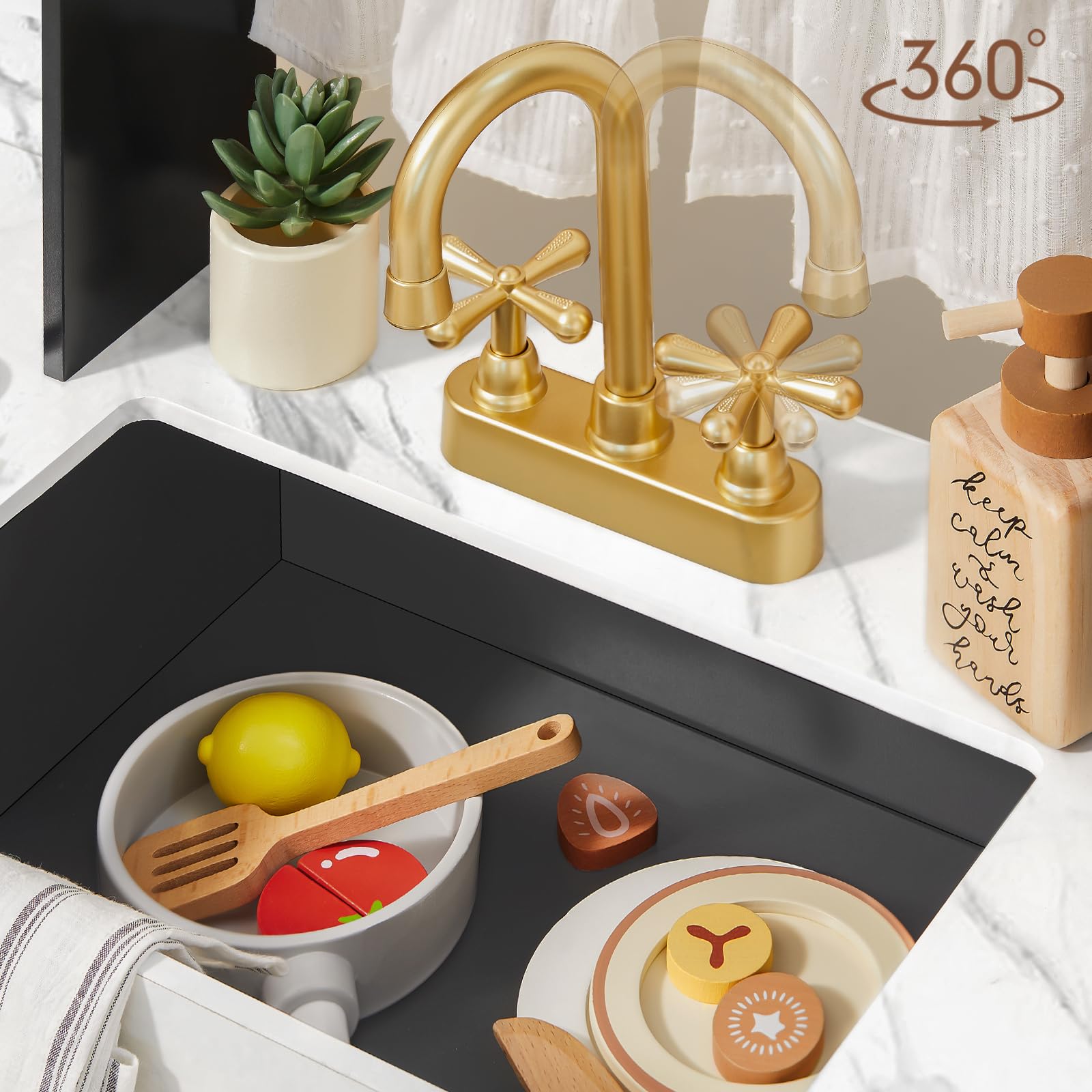 Set de Cocina de Juguete Tiny Land en Negro y Alimentos de - Imagen 7