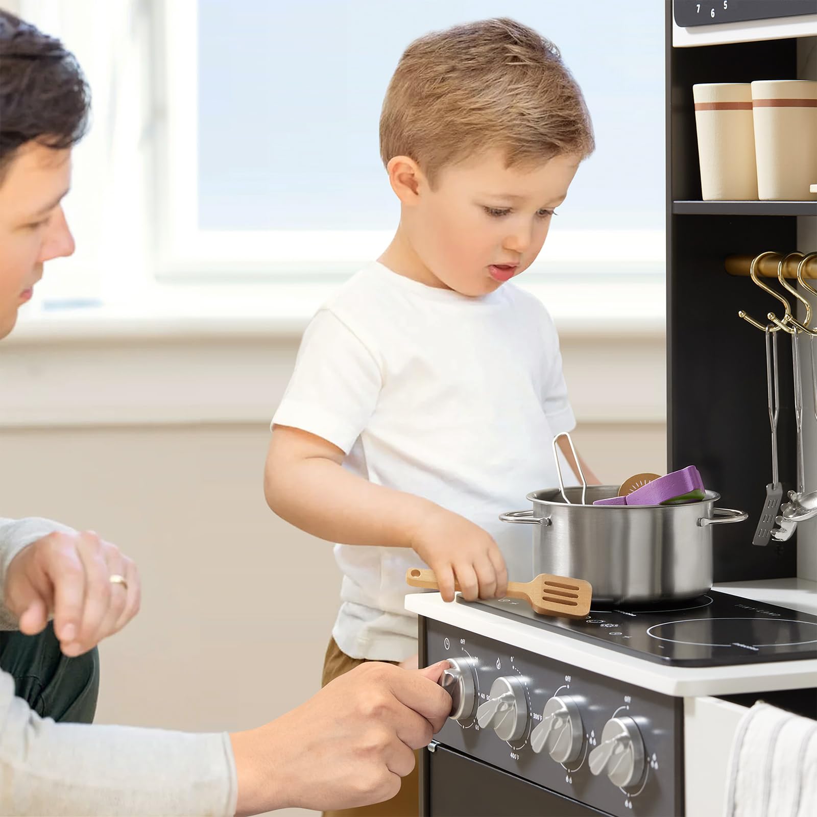 Set de Cocina de Juguete Tiny Land en Negro y Alimentos de - Imagen 10