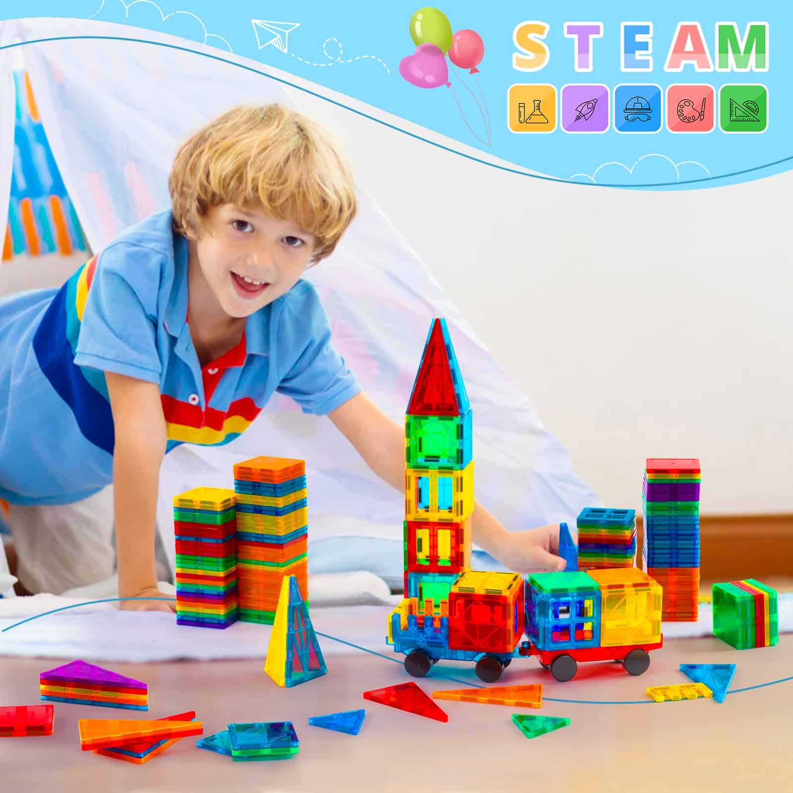 Gemmicc Magnetic Tiles, 126 PCS + Estuche de - Imagen 5