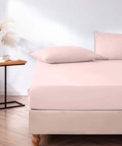 Sábana Ajustable Pura de Algodón 100% Tamaño King Rosa