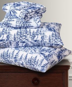 Juego de sábanas de franela estampada -Azul Sylvania
