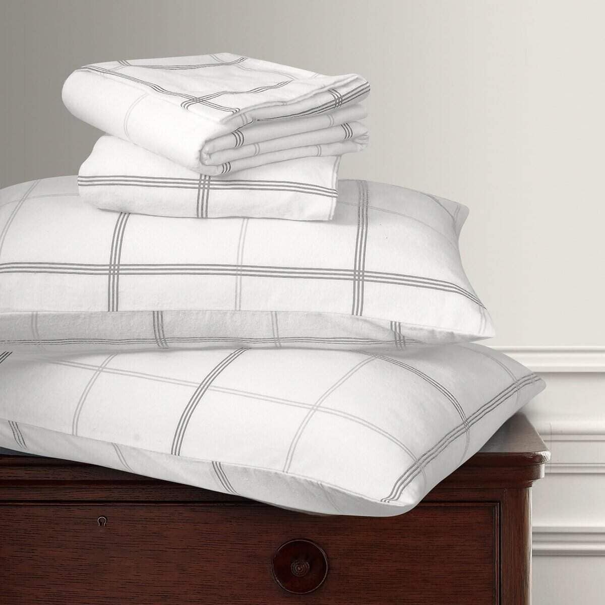 Juego de sábanas de franela estampadas -Cuadros clásicos