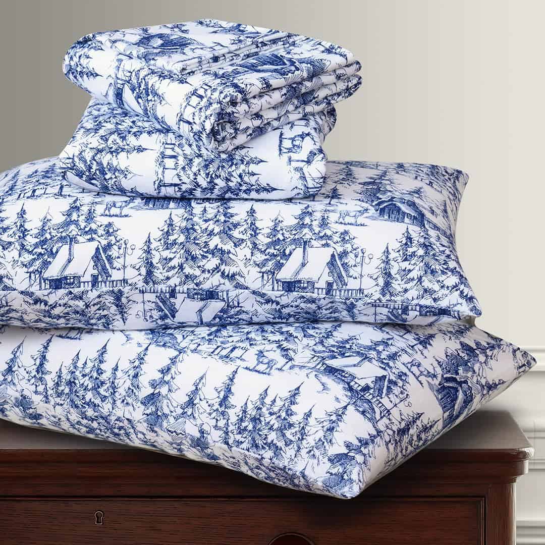 Juego de sábanas de franela estampadas -Azul Sylvania