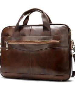 Maletín de Cuero Genuino para Hombre con Compartimento para