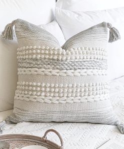 Funda de Almohada Decorativa Gris BlissBlush 22X22, Cojín