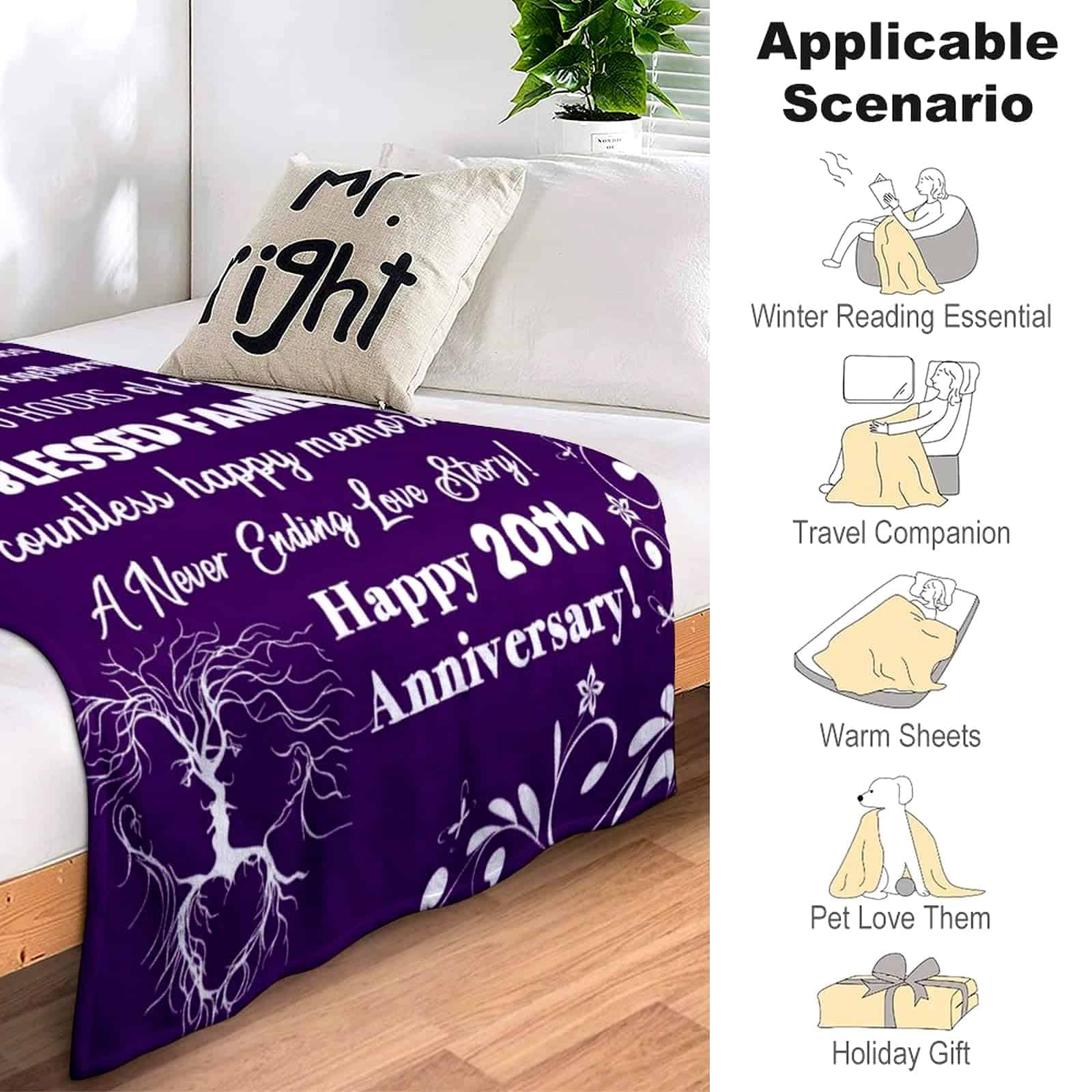 Manta del 20 Aniversario de ZALASTAR Regalos Románticos de - Imagen 6