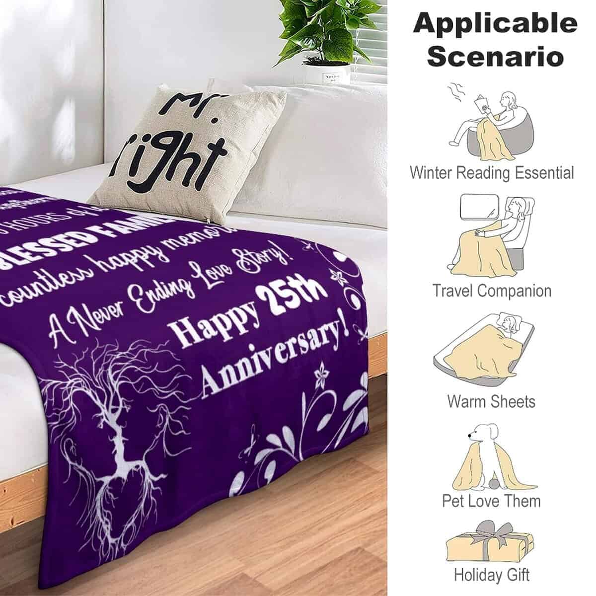 Manta de Aniversario ZALASTAR 25º Aniversario Regalos - Imagen 6