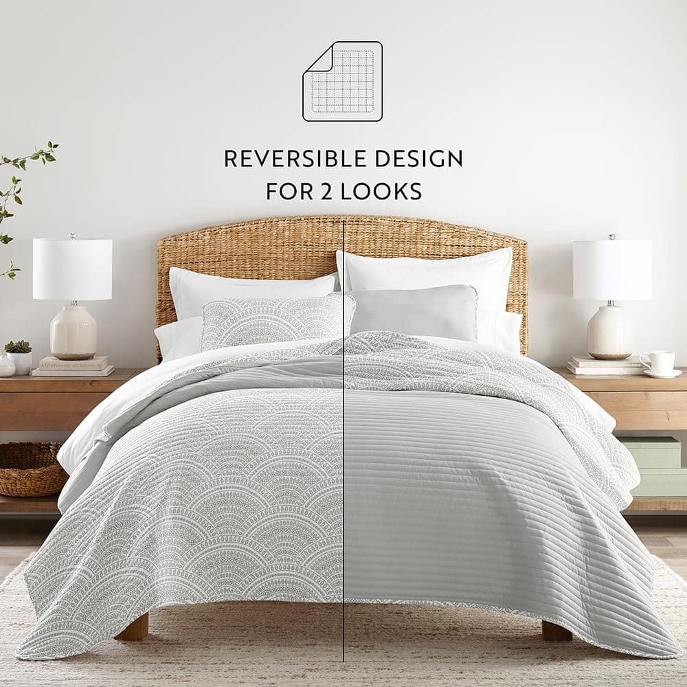 Colcha King Scalloped Gris Claro - Imagen 7