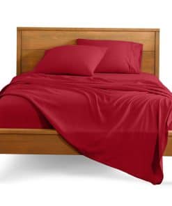 Juego de sábanas Bare Home Split Head Flex -Rojo