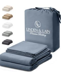 Juego de sábanas de lujo tamaño King de -Azul piedra