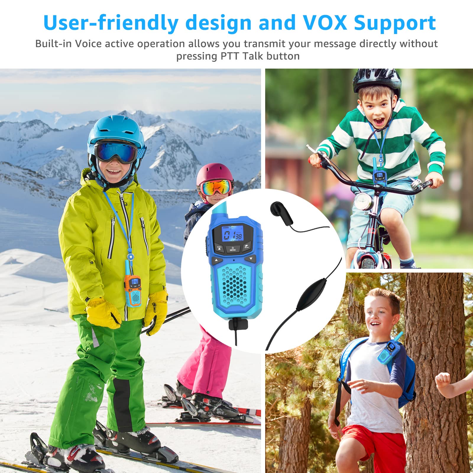 Walkie Talkies para 3 Paquetes, Recargables de Larga - Imagen 6