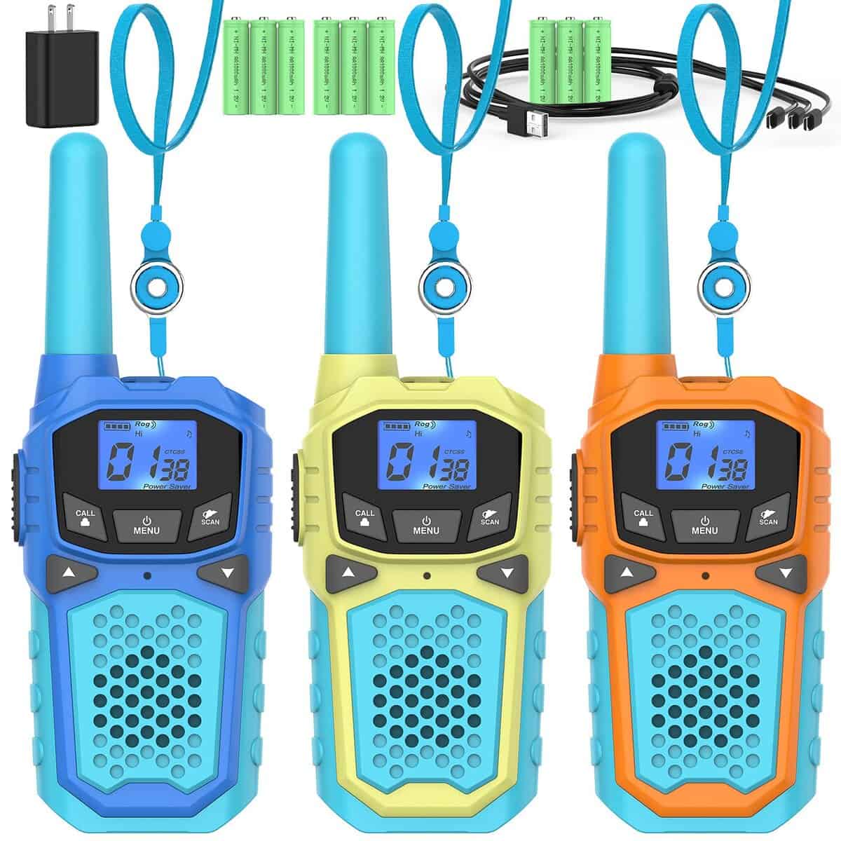 Walkie Talkies para 3 Paquetes, Recargables de Larga