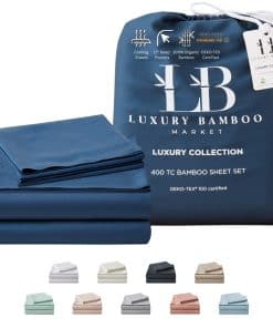 Juego de sábanas de lujo de bambú | Tamaño -Azul medianoche